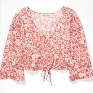 NWT AE Printed Bell Sleeve Blouse